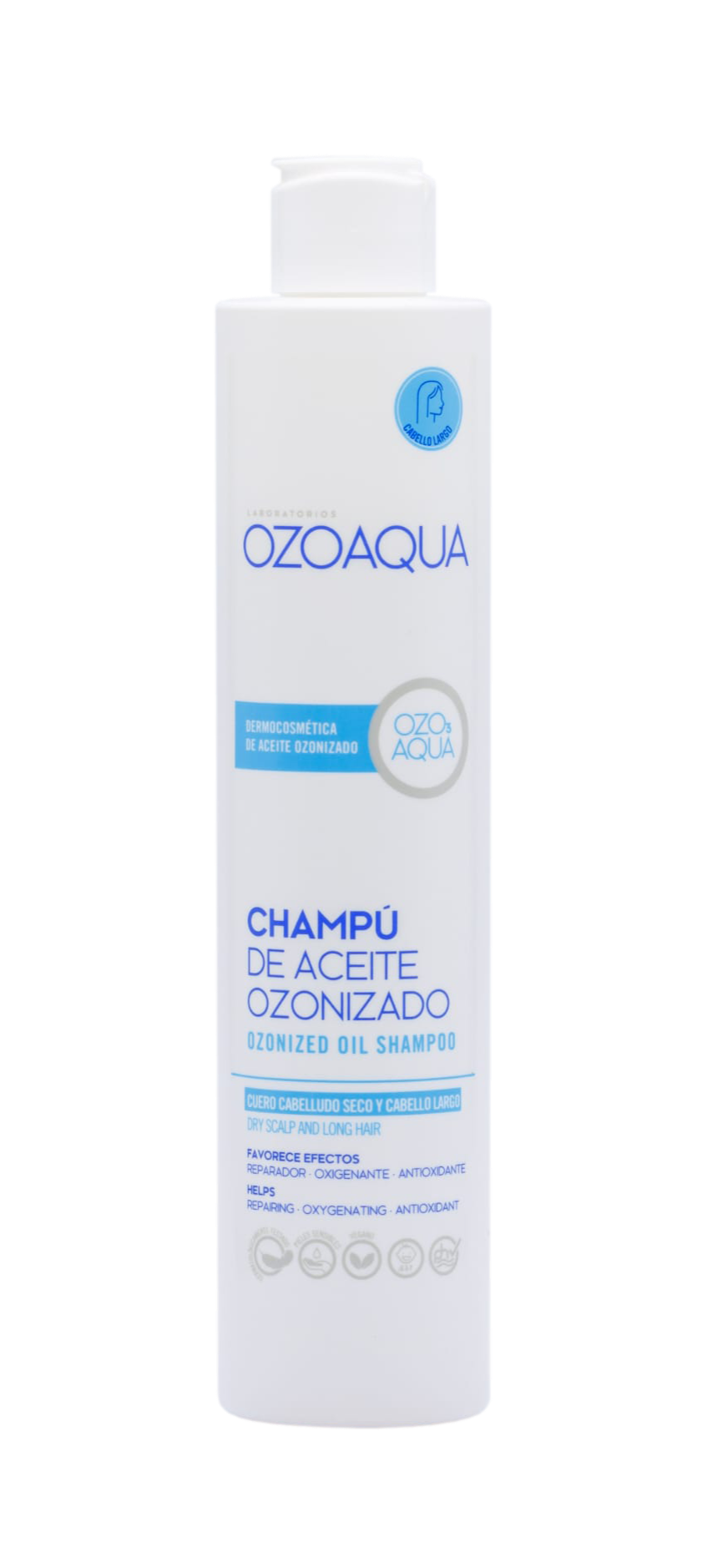 Champú de Aceite Ozonizado cuero cabelludo seco y cabello largo